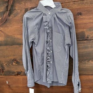 Women's Black and White Button Down Shirt